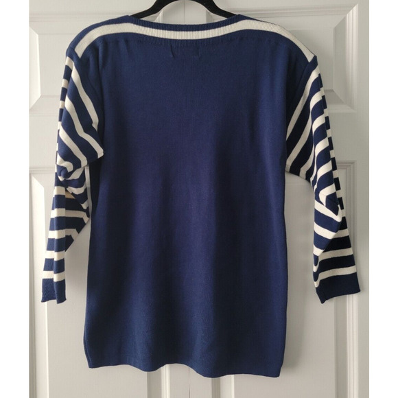 Amelia Austin Women's SZ Small VTG Sailor Fish Sea Navy Embroidered Knit Sweater - Picture 3 of 10